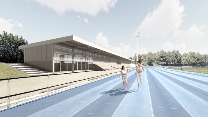 El Ayuntamiento de Huesca presenta el anteproyecto de la pista multideporte y el edificio de graderío de la C.D. José María Escriche