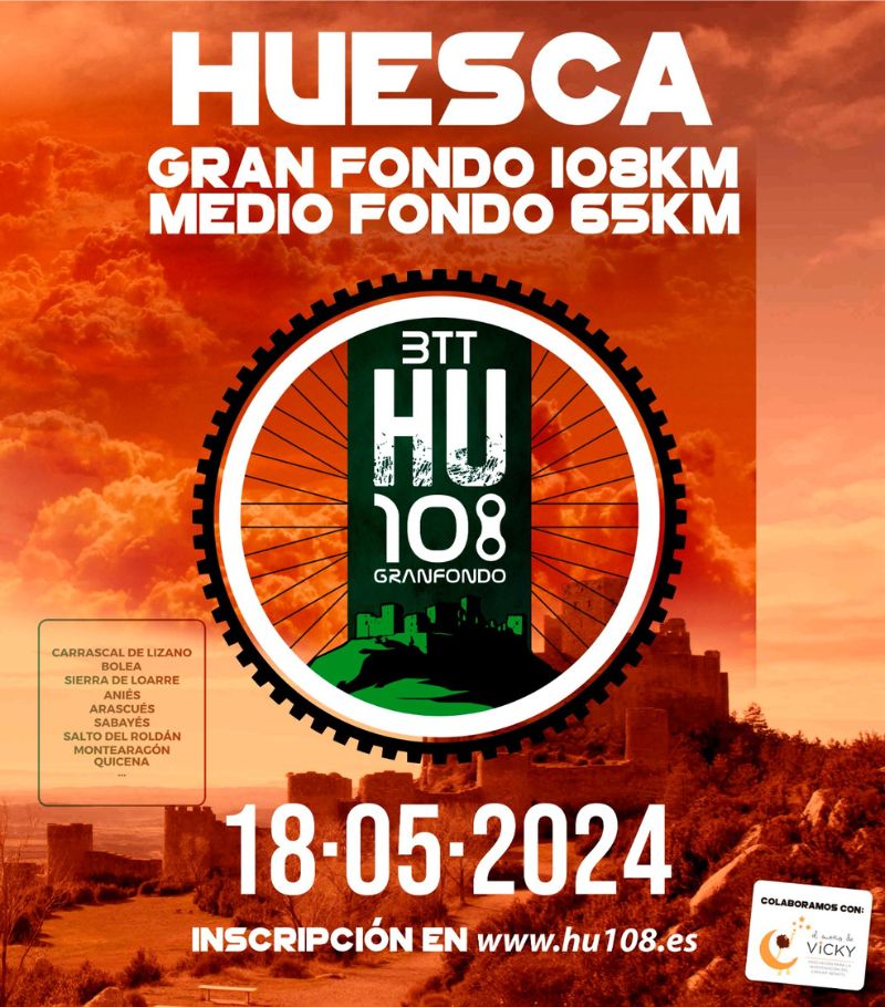 Afecciones al tráfico rodado con motivo de la celebración de la prueba cicloturista HU-108 BTT en la ciudad de Huesca el próximo sábado día 18 de mayo