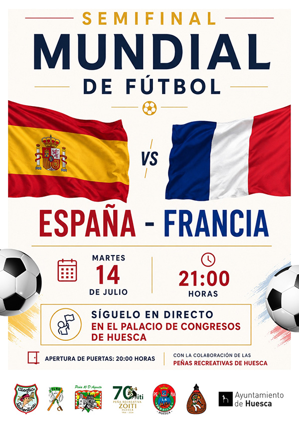 La semifinal del Mundial entre España y Francia podrá seguirse desde el Palacio de Congresos de Huesca
