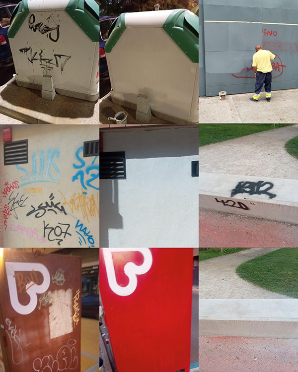 El Ayuntamiento de Huesca continúa trabajando en la limpieza de los grafitis