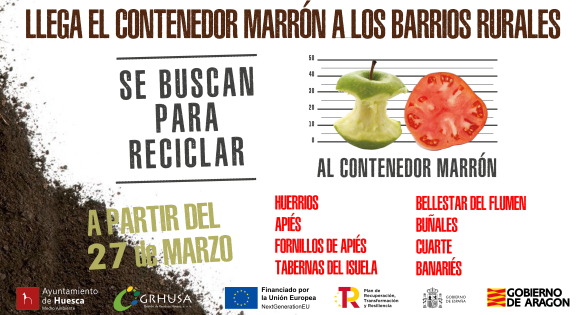 Banner campaña de residuos orgánicos en barrios rurales de Huesca 